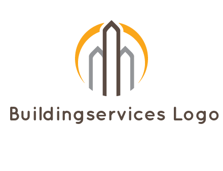 abstract building with circle logo