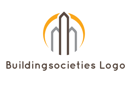 abstract building with circle logo