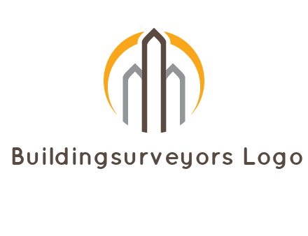 abstract building with circle logo