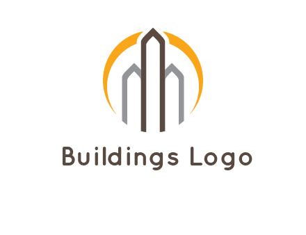 abstract building with circle logo