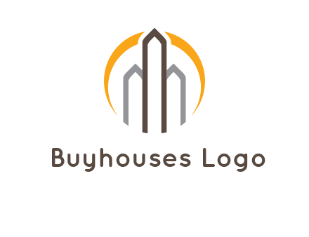 abstract building with circle logo