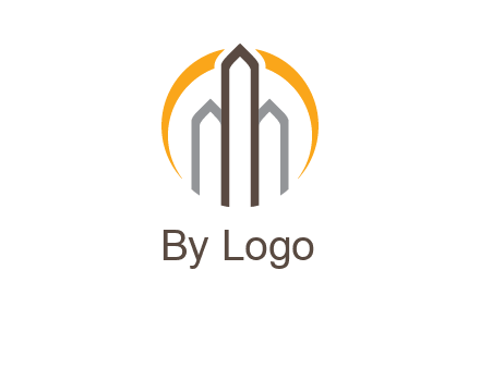 abstract building with circle logo