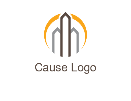 abstract building with circle logo