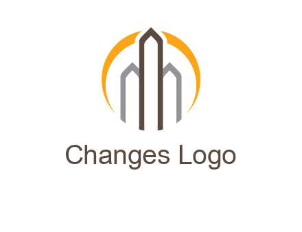 abstract building with circle logo