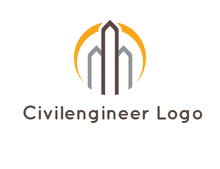 abstract building with circle logo