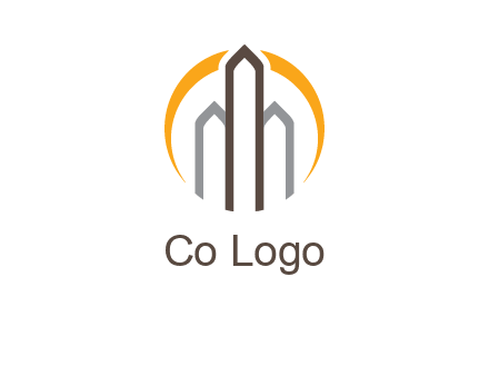 abstract building with circle logo