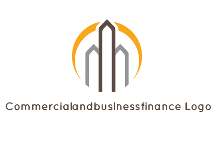 abstract building with circle logo