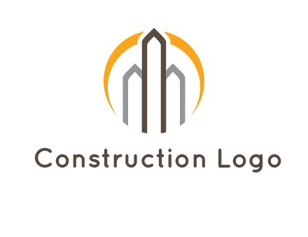 abstract building with circle logo