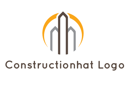 abstract building with circle logo