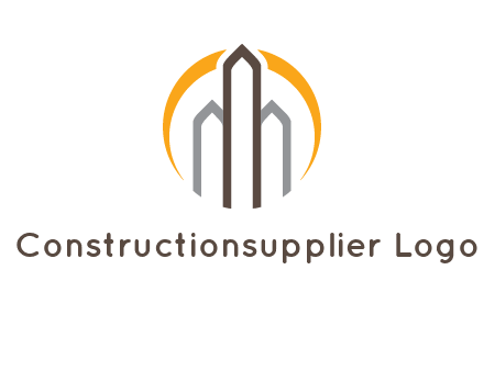 abstract building with circle logo