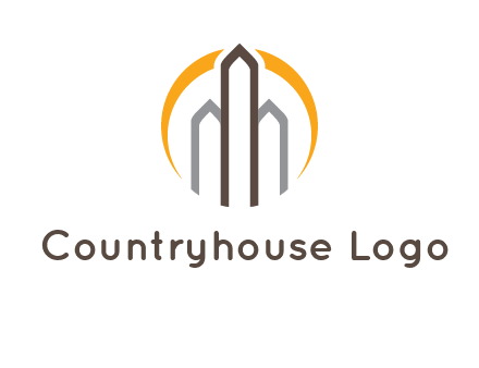 abstract building with circle logo