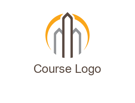 abstract building with circle logo