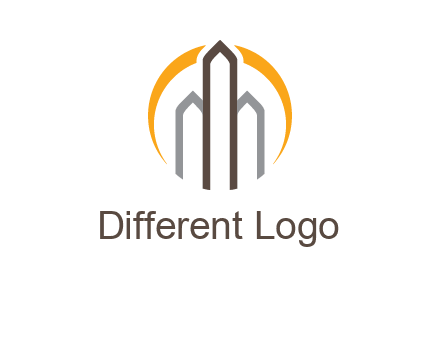 abstract building with circle logo