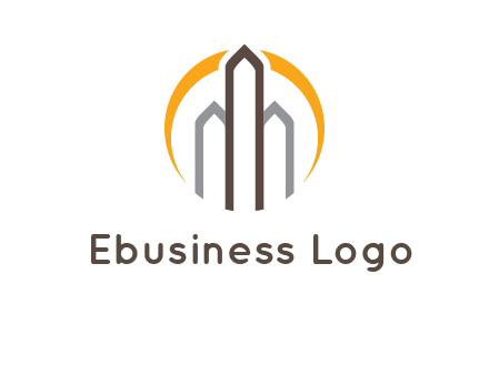 abstract building with circle logo