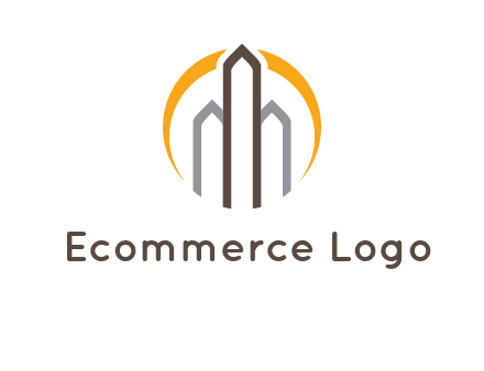 abstract building with circle logo