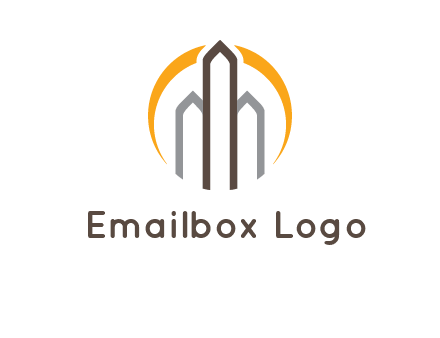 abstract building with circle logo