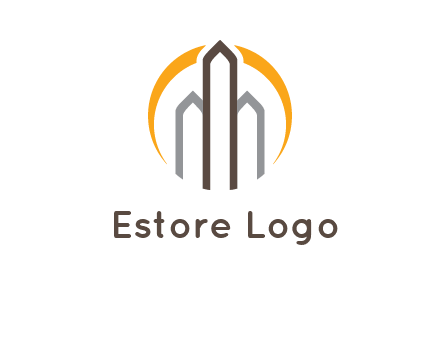 abstract building with circle logo