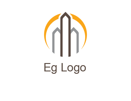 abstract building with circle logo