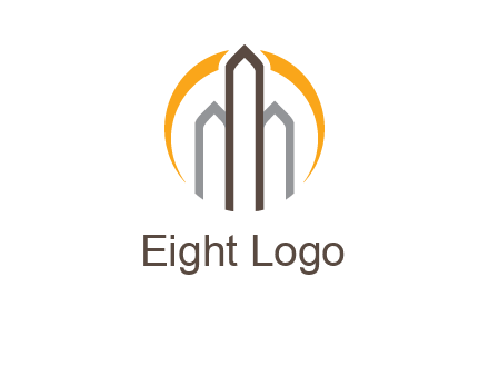 abstract building with circle logo