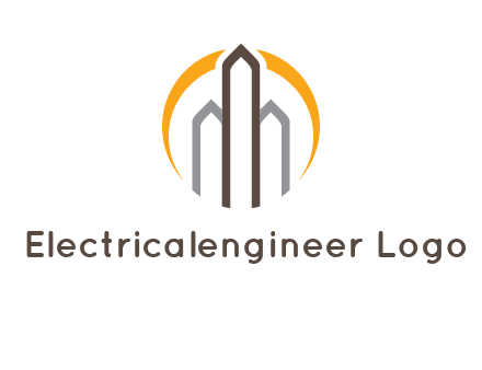 abstract building with circle logo