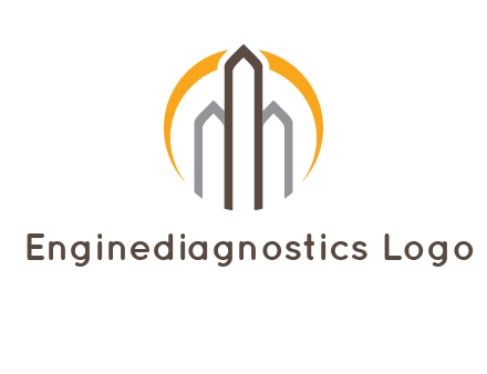 abstract building with circle logo