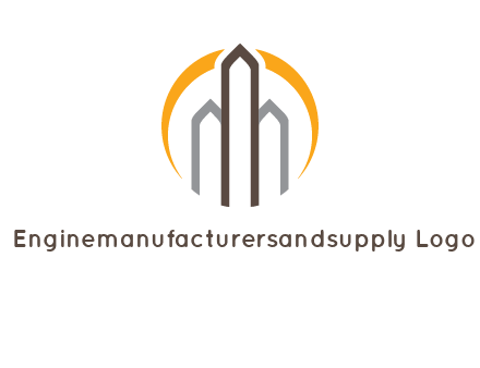 abstract building with circle logo