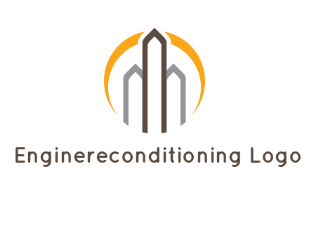 abstract building with circle logo