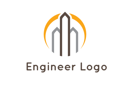 abstract building with circle logo