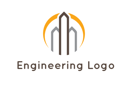 abstract building with circle logo