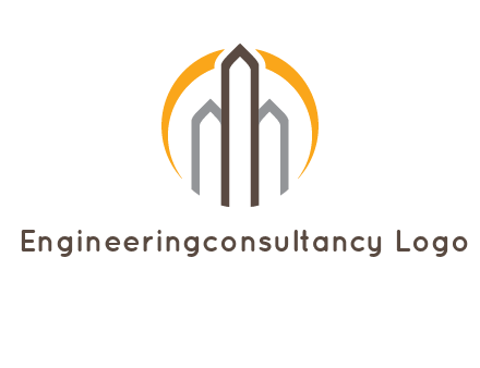 abstract building with circle logo