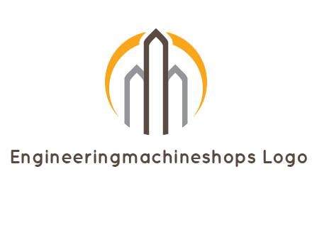abstract building with circle logo