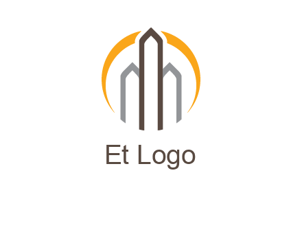abstract building with circle logo