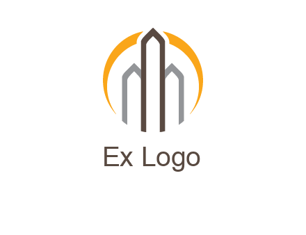 abstract building with circle logo