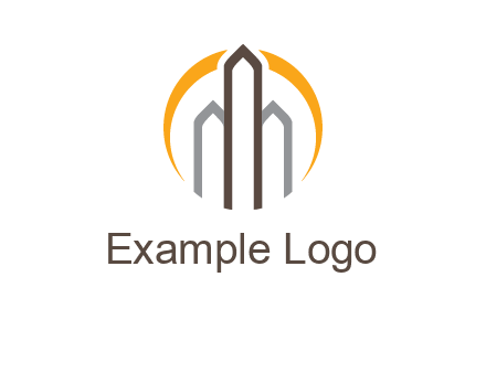abstract building with circle logo