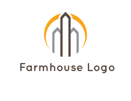 abstract building with circle logo