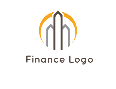 abstract building with circle logo