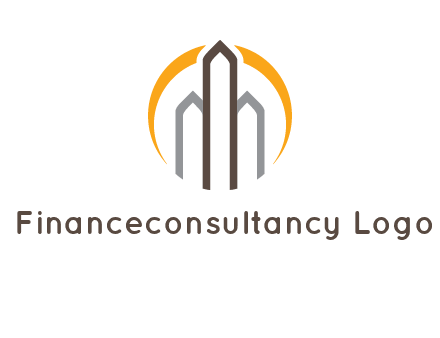 abstract building with circle logo