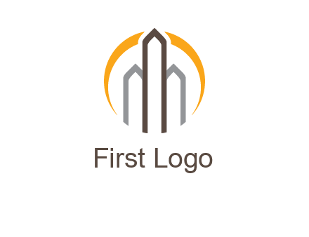 abstract building with circle logo
