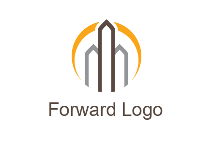 abstract building with circle logo
