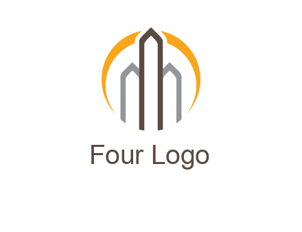 abstract building with circle logo