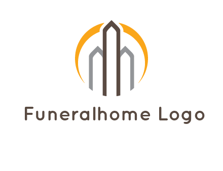 abstract building with circle logo