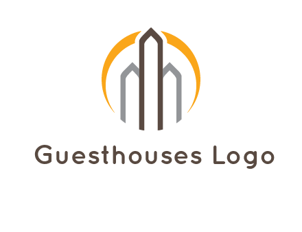 abstract building with circle logo