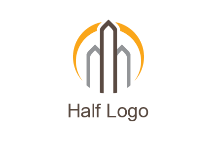 abstract building with circle logo