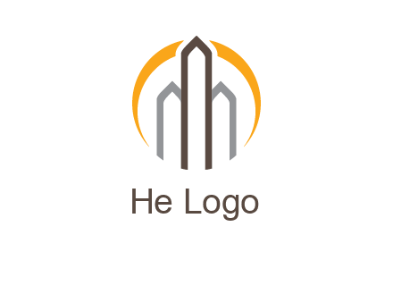 abstract building with circle logo