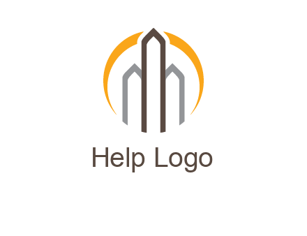 abstract building with circle logo