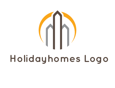 abstract building with circle logo
