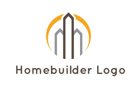 abstract building with circle logo