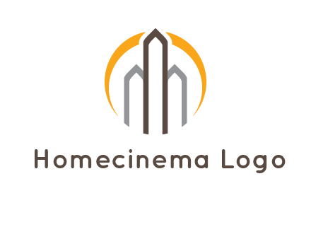 abstract building with circle logo