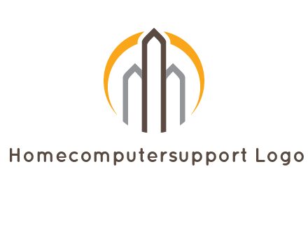 abstract building with circle logo