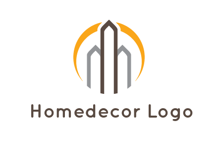 abstract building with circle logo